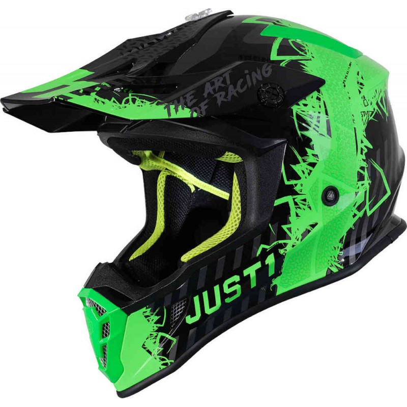 Шлем кроссовый JUST1 J38 Mask (Hi-Vis зеленый/серый/черный, M, 020035-941-6305)