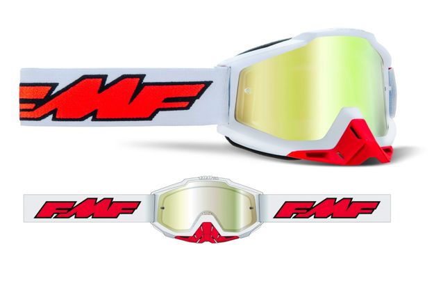 Маска кросс FMF Powerbomb Rocket White - Mirror True Gold Lens