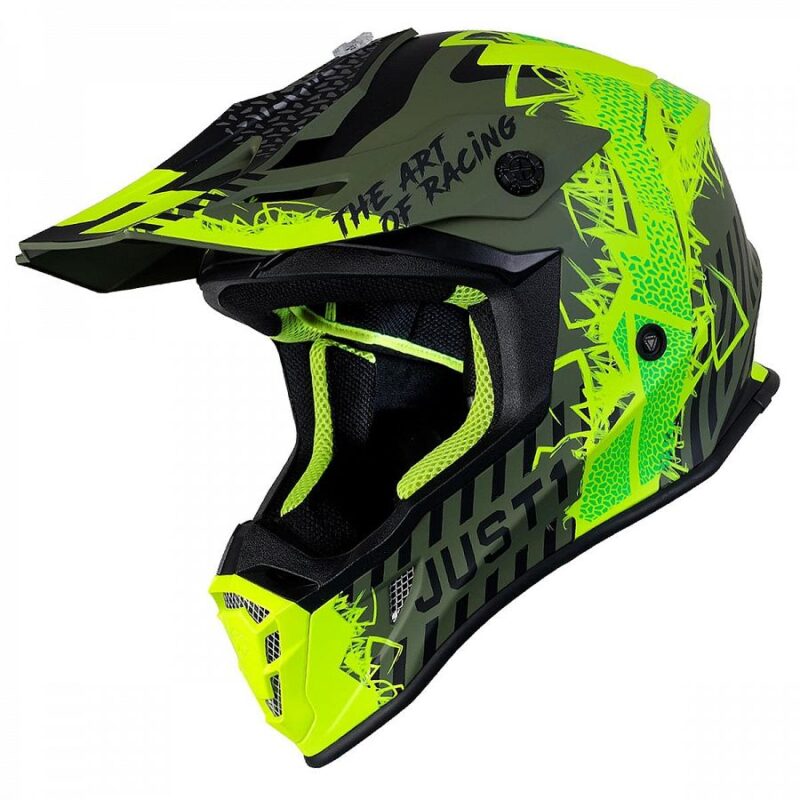 Шлем кроссовый JUST1 J38 Mask (Hi-Vis желтый/черный/хаки матовый, M, 020035-941-2902)
