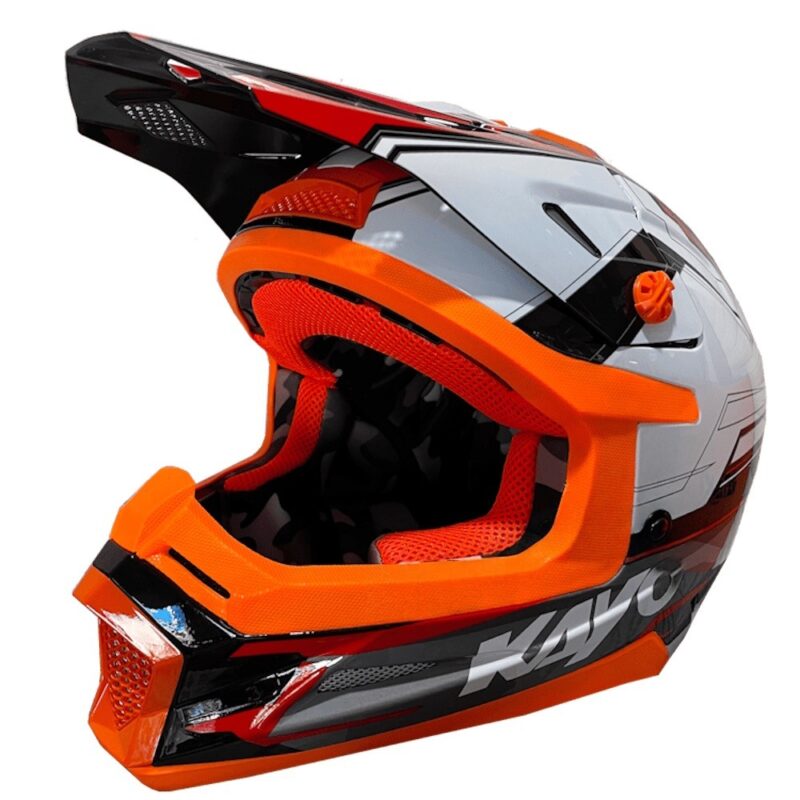 Шлем кроссовый ATAKI SC-18 KAYO, бел/сер/красн глянц, L