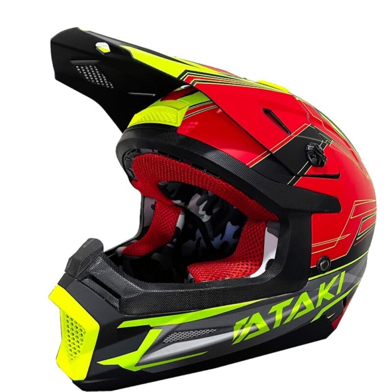Шлем кроссовый ATAKI SC-18 BLAZE, сер/кисл зел мат, S