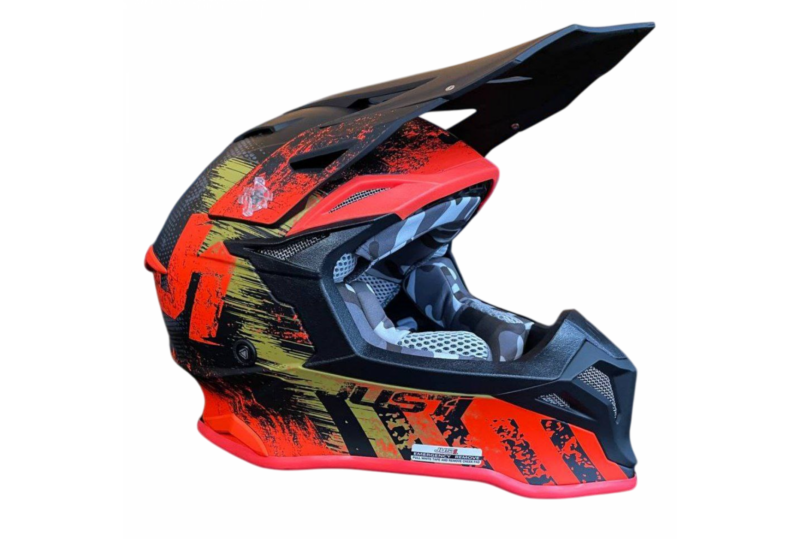 Шлем кроссовый JUST1 J39 STORM, черн/оранж/песоч мат, XXL
