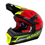 Шлем кроссовый ATAKI SC-18 BLAZE, красн/сер/кисл зел мат, L