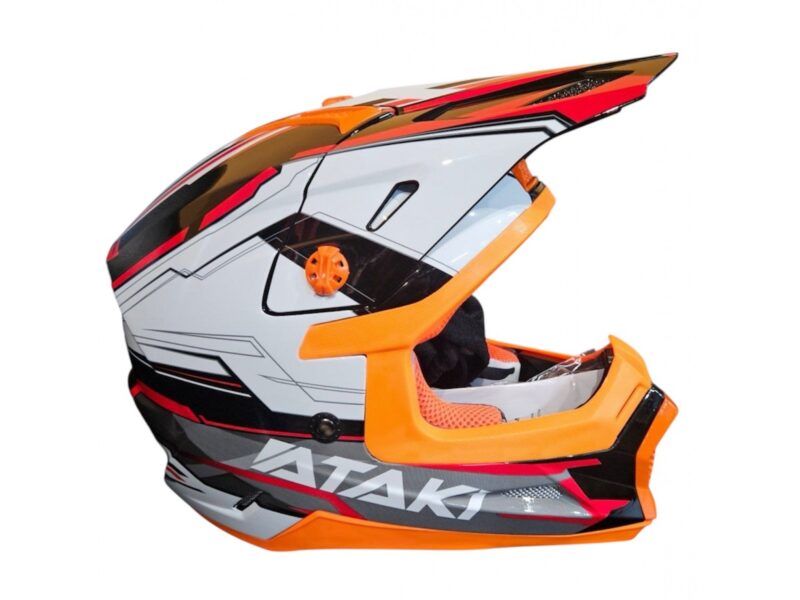 Шлем кроссовый ATAKI SC-18 BLAZE, бел/сер/красн глянц, M