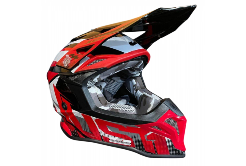 Шлем кроссовый JUST1 J39 REVO, красн/черн/бел глянц, S