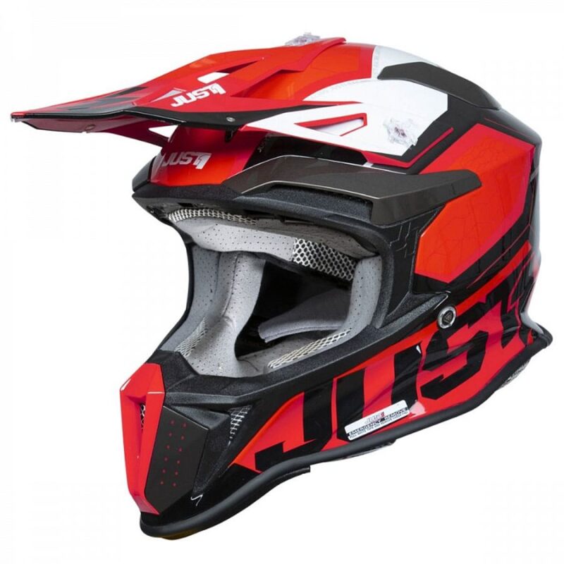 Шлем кроссовый JUST1 J18 HEXA (Красный/белый/черный, S, 1560035-880-7587)