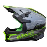 Шлем кроссовый ATAKI SC-18 BLAZE, сер/кисл зел мат, XS